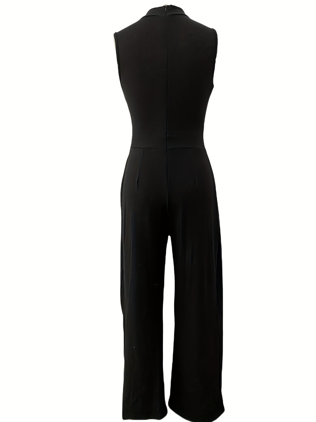 Abstract Tropical Print Sleeveless Belted Wide Leg Jumpsuit