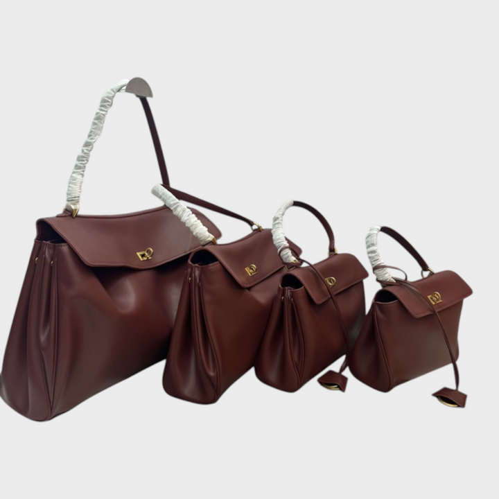 Structured Flap Top Handle Crossbody Leather Handbag