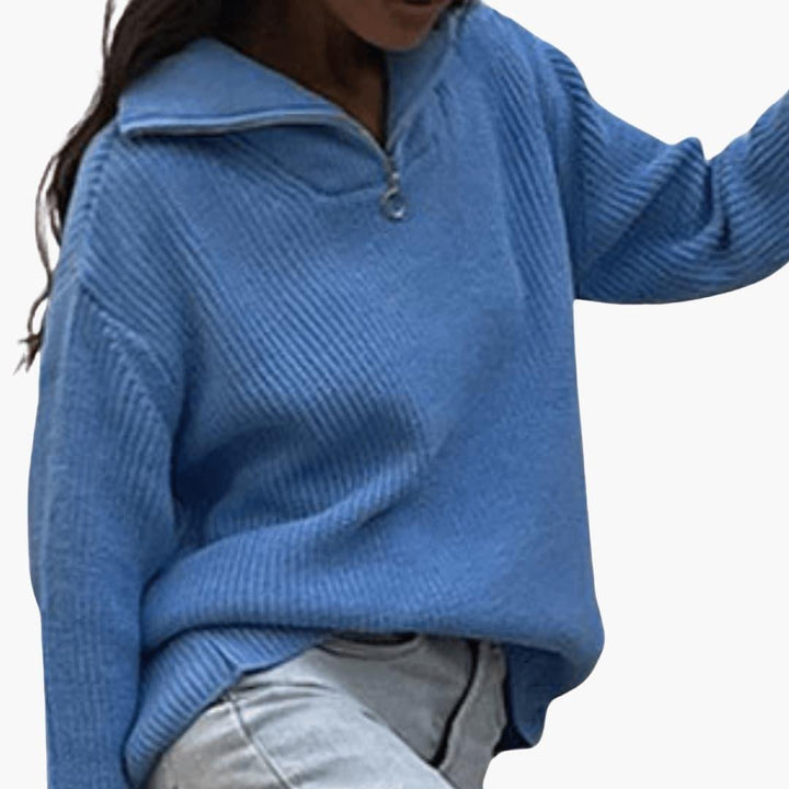 Théodosia | Women's Cropped Half-Zip Chunky Knit Sweater