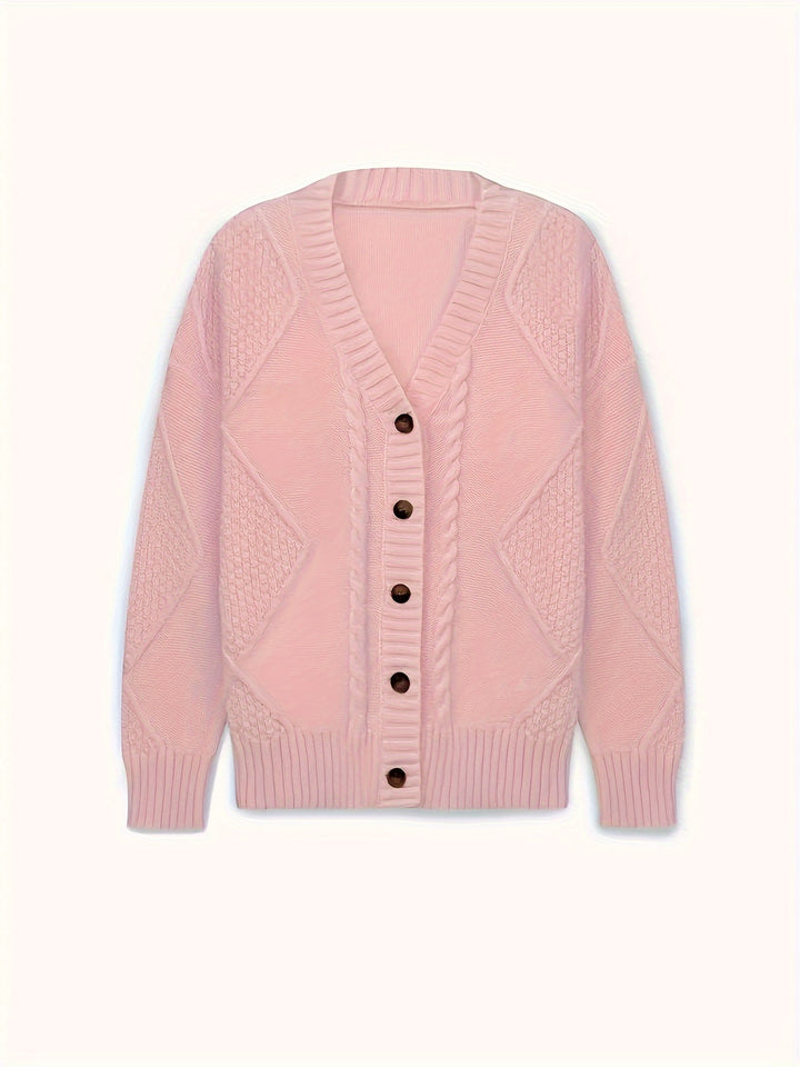 Wisteria | Women's Textured Cable Knit Button-Front Cardigan