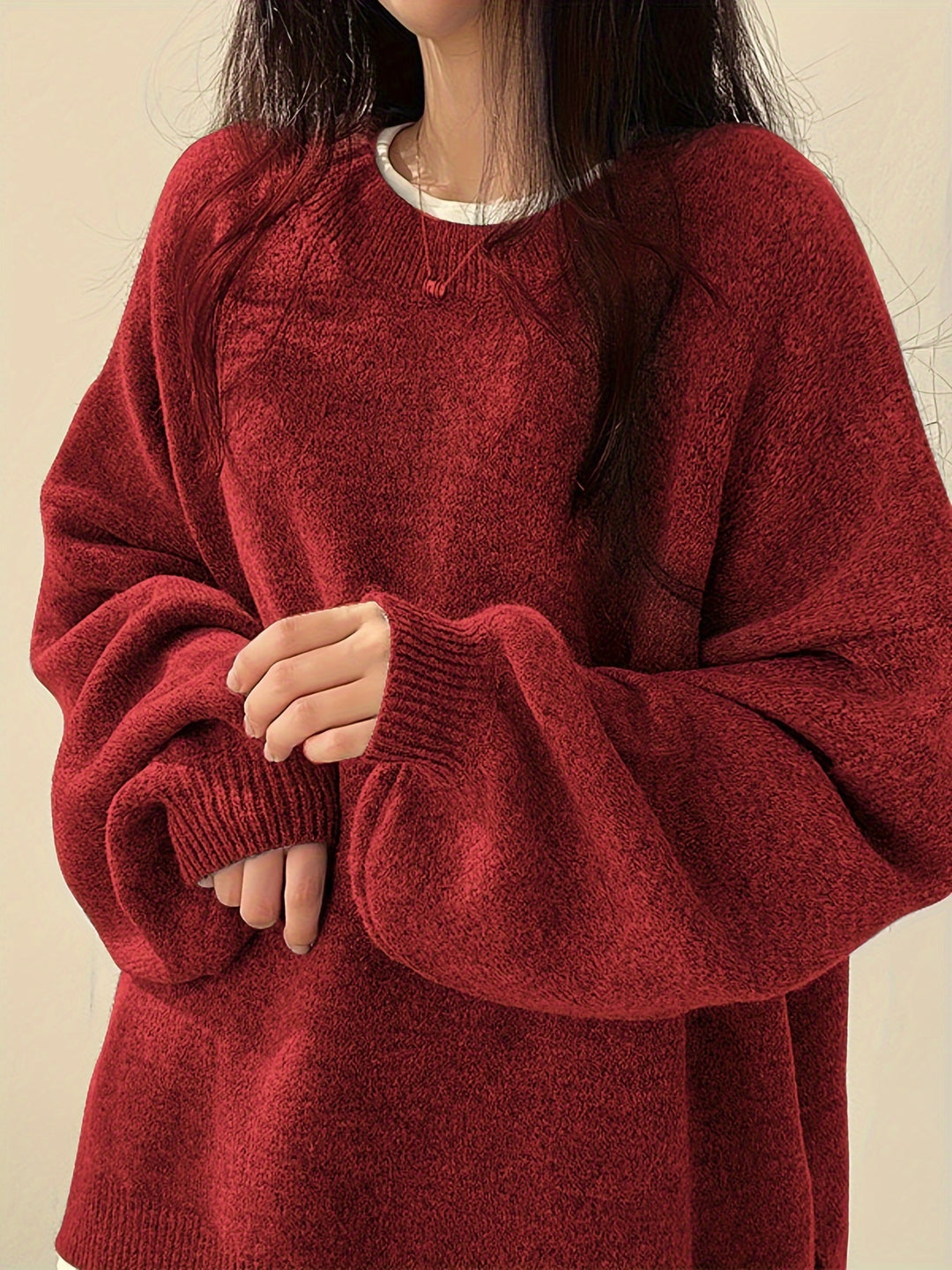 Marigold | Women's Oversized Crew Neck Sweater with Balloon Sleeves