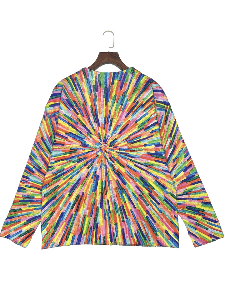 Chrissy-Colourful 3D Print Cardigan