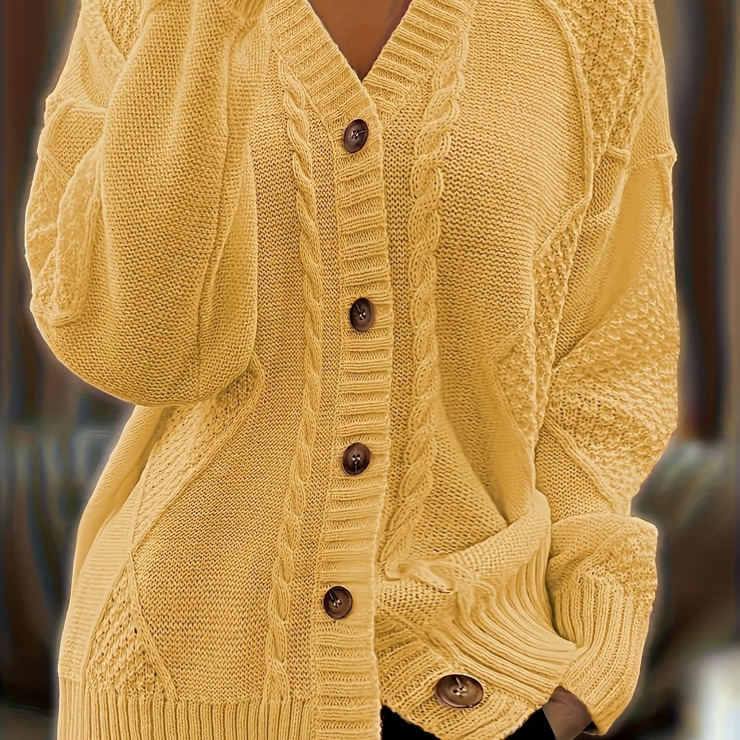 Wisteria | Women's Textured Cable Knit Button-Front Cardigan
