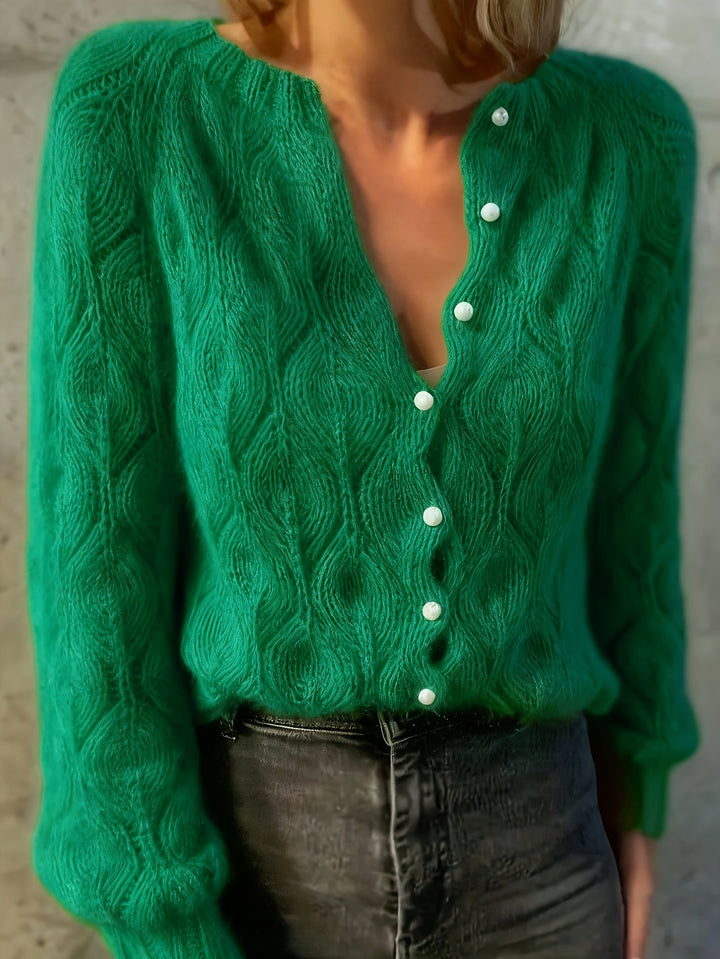 Jolene | Women's Faux Mink Pearl Button Cardigan