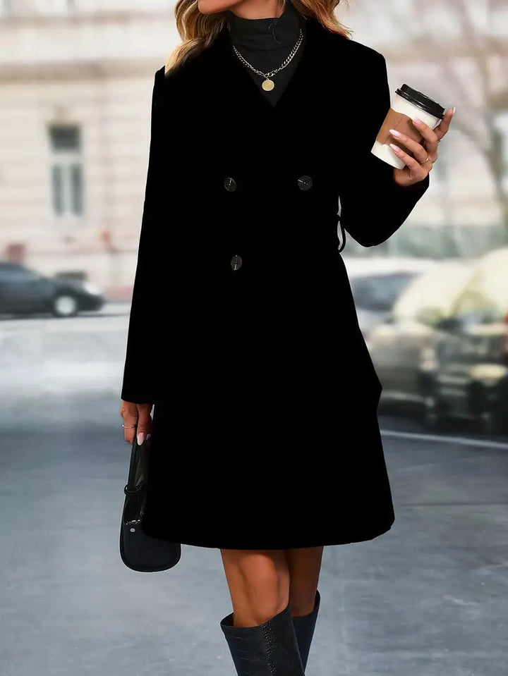 Winslet-Double-Breasted Trench Coat with Revers Collar