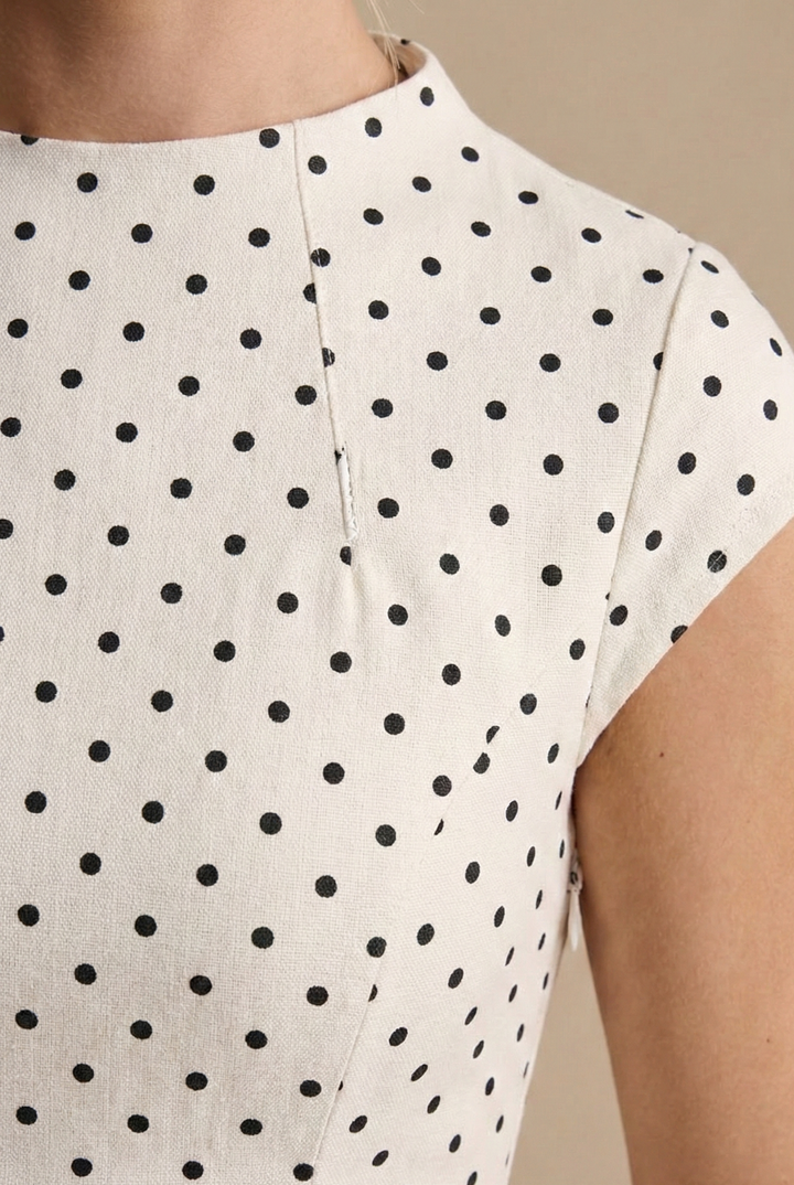 Polka Dot Cap Sleeve Pleated A Line Maxi Dress - Wedding Guest