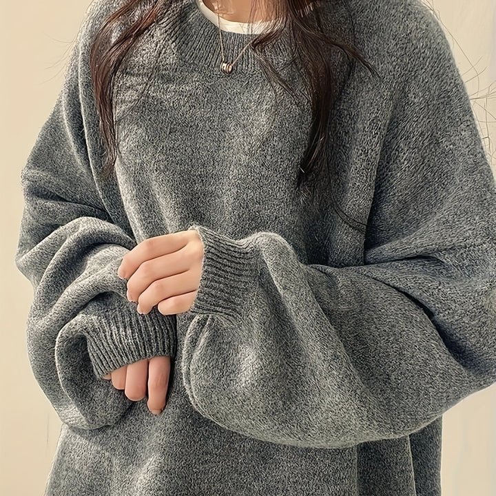 Marigold | Women's Oversized Crew Neck Sweater with Balloon Sleeves
