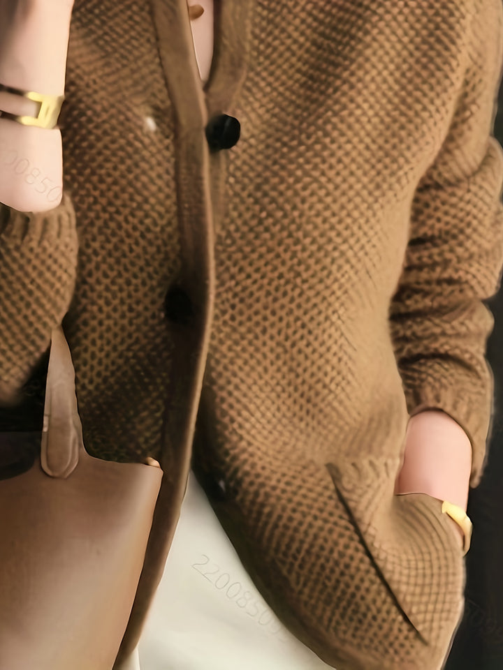 Odette | Women's Textured Knit Stand Collar Cardigan Jacket