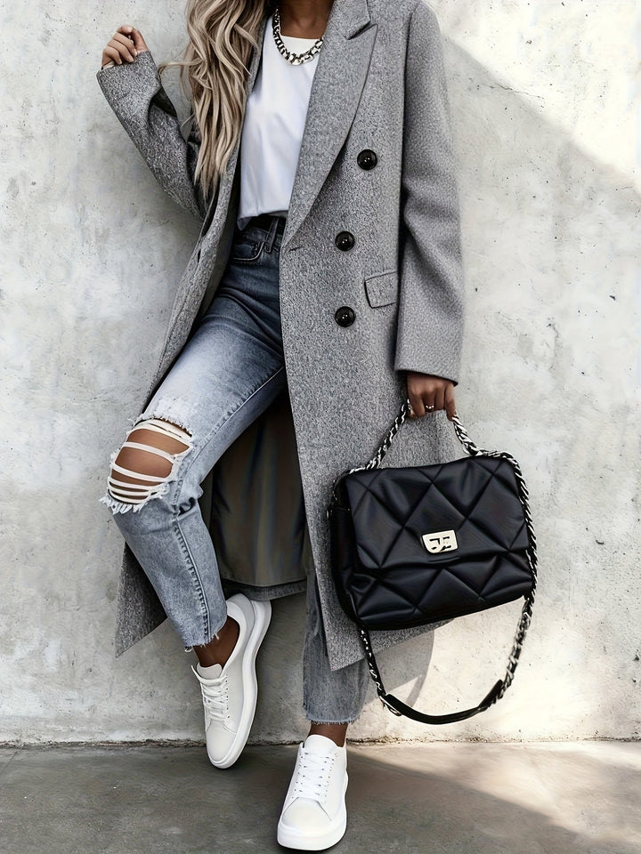 Perpetua | Women's Long Double-Breasted Longline Coat