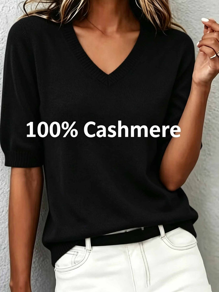 Rosalind | Women's Cashmere Blend Short-Sleeve V-Neck Sweater