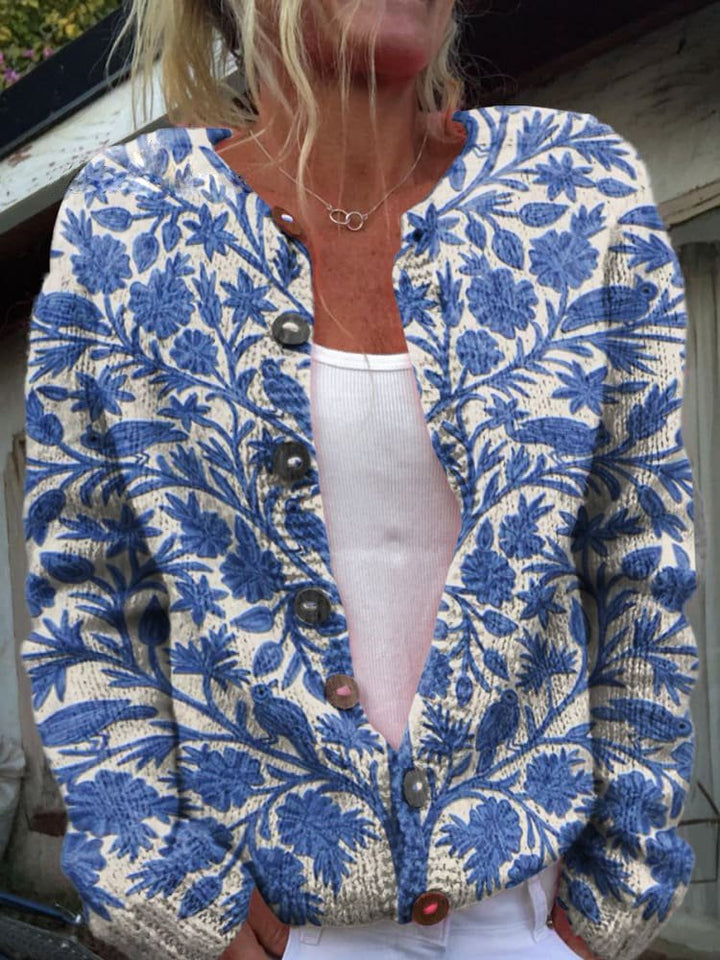 Mireille | Women's Floral Print Button Cardigan Sweater