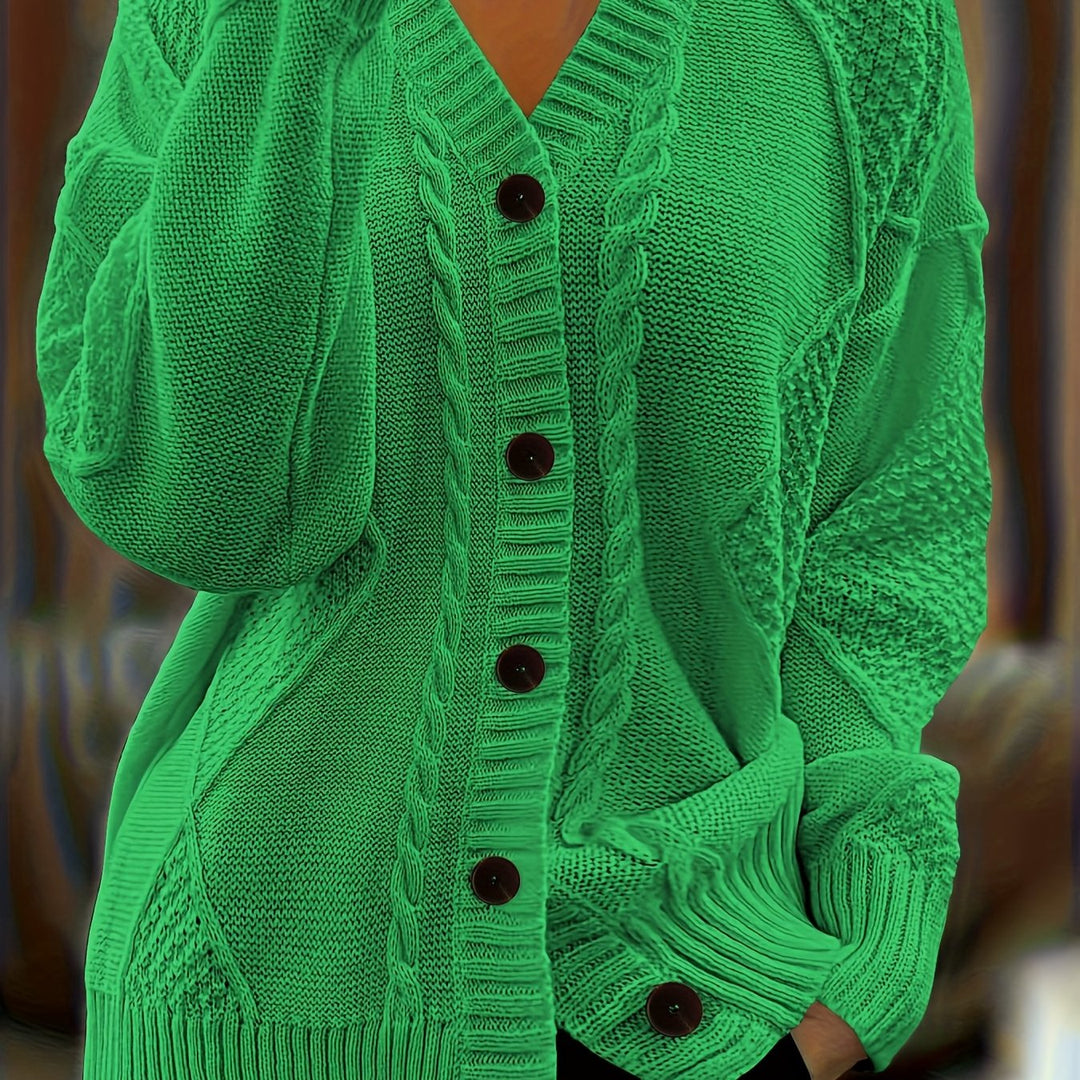 Wisteria | Women's Textured Cable Knit Button-Front Cardigan