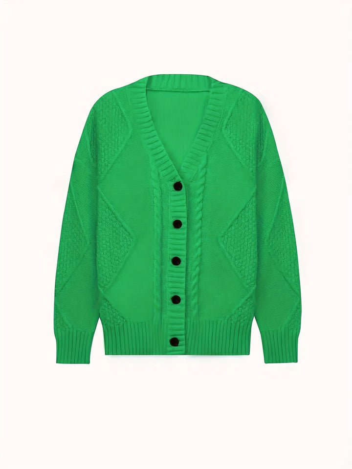 Wisteria | Women's Textured Cable Knit Button-Front Cardigan
