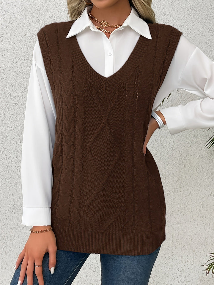 Wrenley | Women's Cable Knit V-Neck Sweater Vest