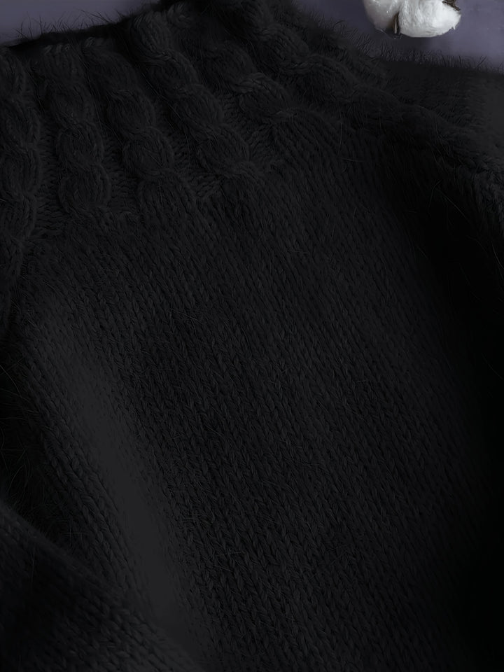 Marisienne | Women's Alpaca Wool Cable Knit Turtleneck Sweater