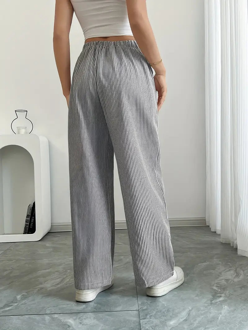 Nina™ - Elegant Striped Pant With Pockets
