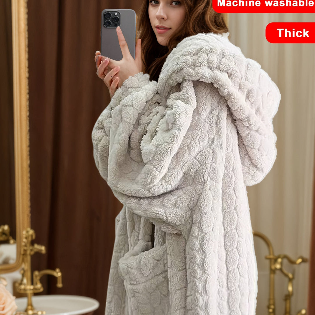 Lucy™ - Cozy Coral Fleece Hooded Robe
