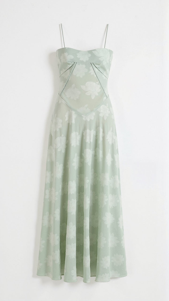 Jacquard Bustier Sweetheart Spaghetti Strap Maxi Dress - Formal Evening Gown