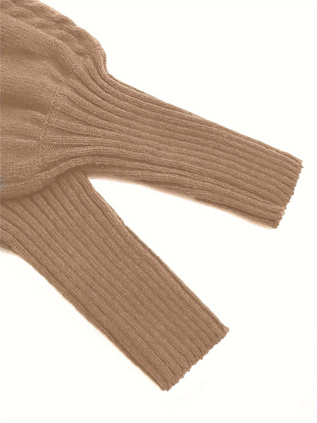 Solveig | Women's Ribbed Puff Sleeve Cable Knit Mock Neck Sweater