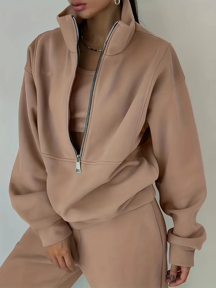 Wren | Women's Quarter-Zip Cropped Sweatshirt and Jogger Set