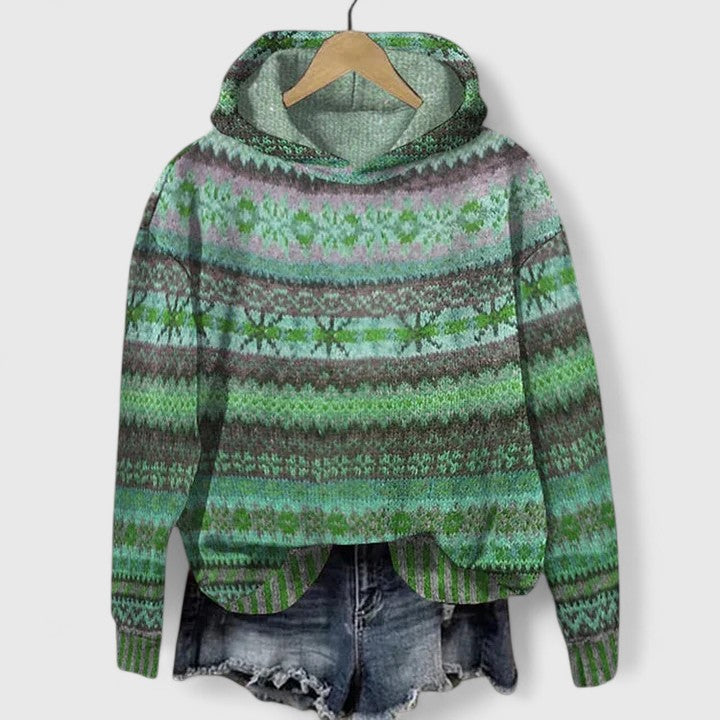 Elyvanyah | Women's Fair Isle Print Hooded Knit Sweater