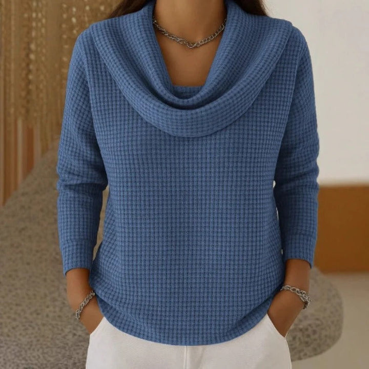 Amber | Women's Waffle Knit Cowl Neck Sweater