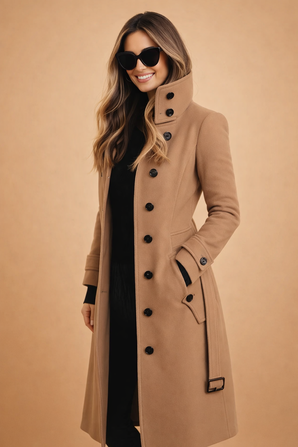 Imogen | Women's Double Breasted Long Stand Collar Coat