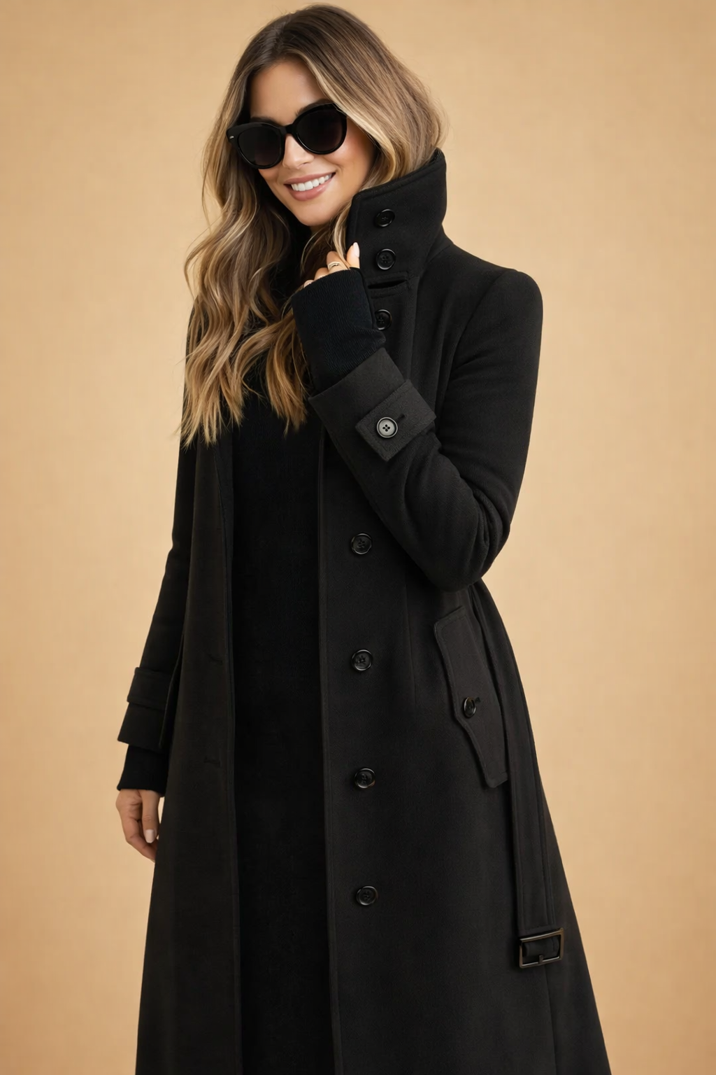 Imogen | Women's Double Breasted Long Stand Collar Coat