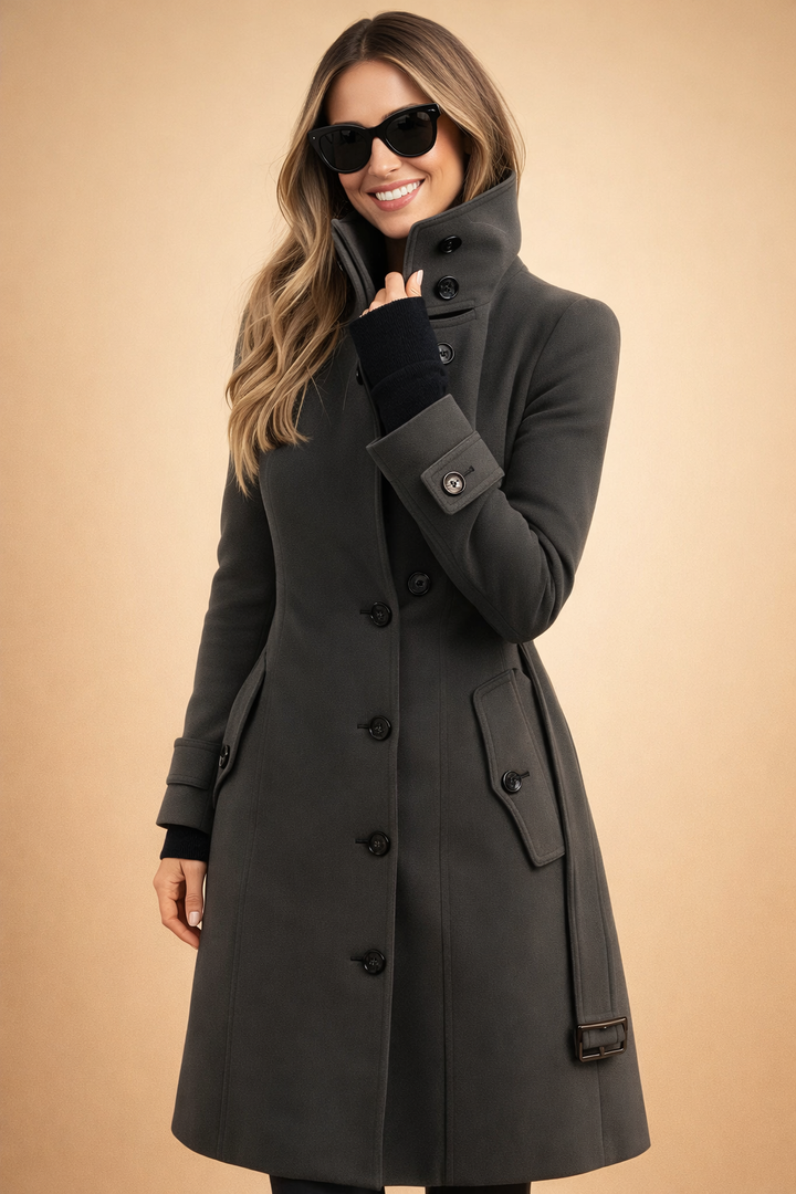 Imogen | Women's Double Breasted Long Stand Collar Coat
