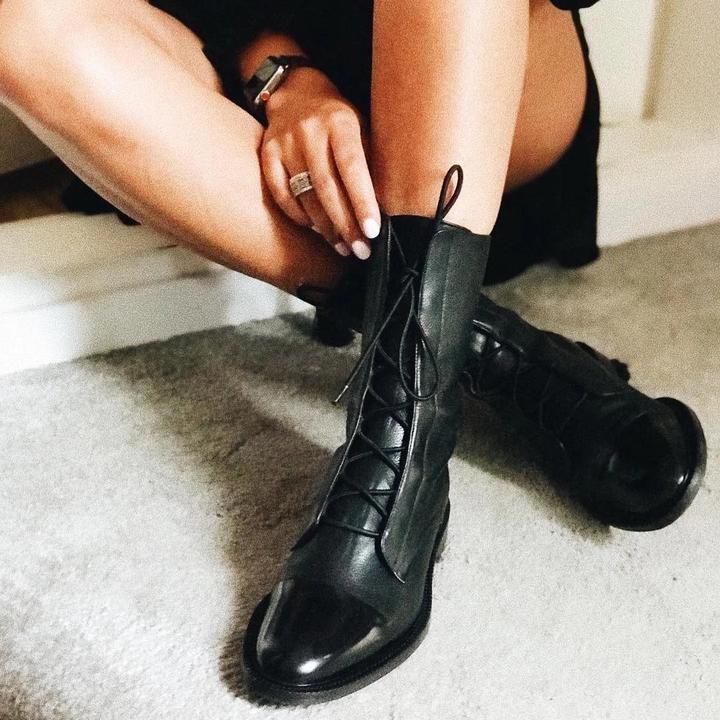 Ingrid | Women's Lace-Up Leather Combat Ankle Boots