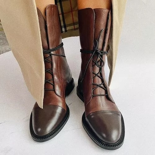 Ingrid | Women's Lace-Up Leather Combat Ankle Boots