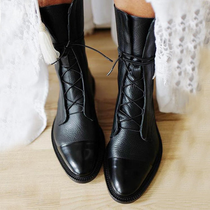 Ingrid | Women's Lace-Up Leather Combat Ankle Boots