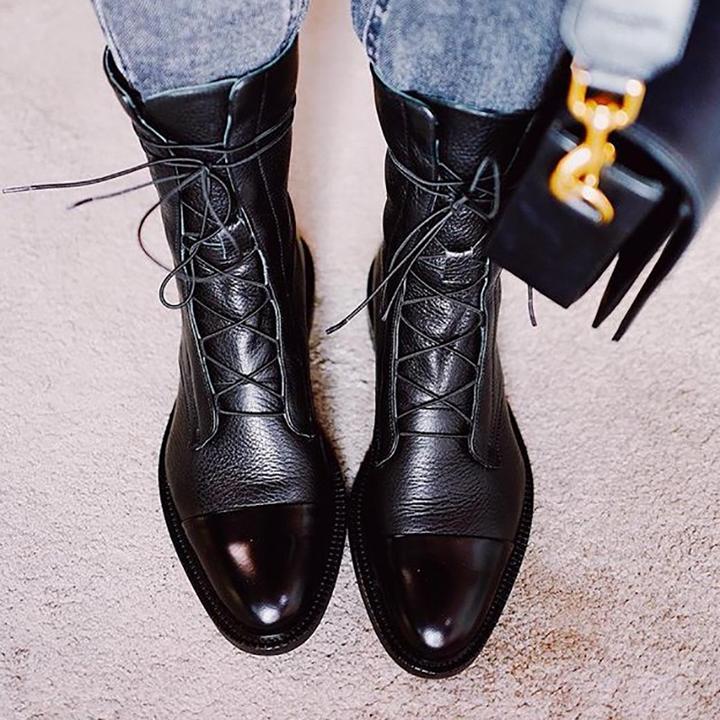 Ingrid | Women's Lace-Up Leather Combat Ankle Boots