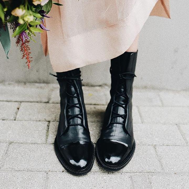 Ingrid | Women's Lace-Up Leather Combat Ankle Boots