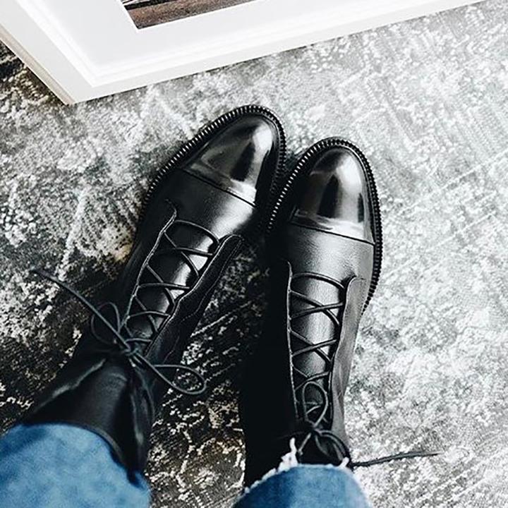Ingrid | Women's Lace-Up Leather Combat Ankle Boots