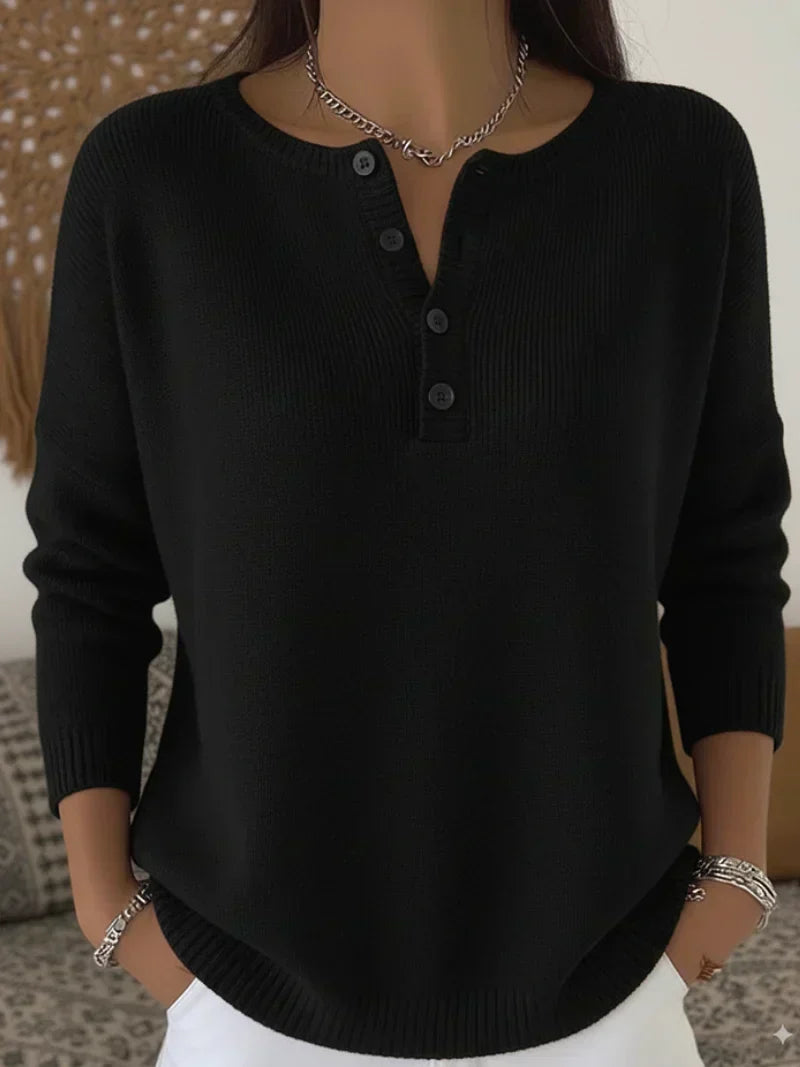 Helena™ | Women's Henley Button Knit Sweater