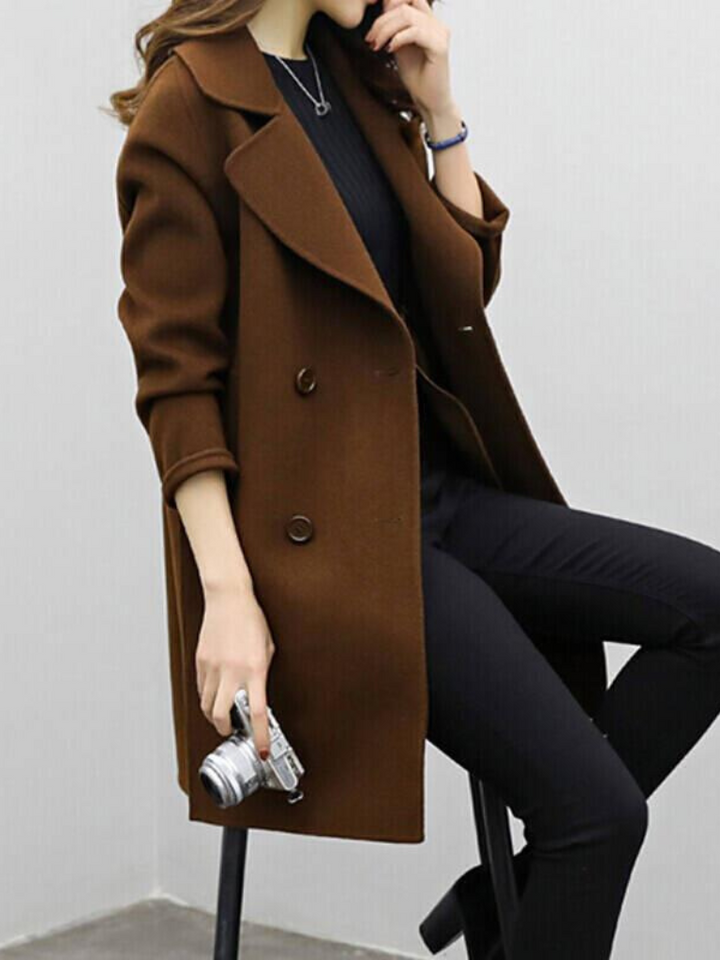 Pol | Women's Cotton Double-Breasted Longline Coat