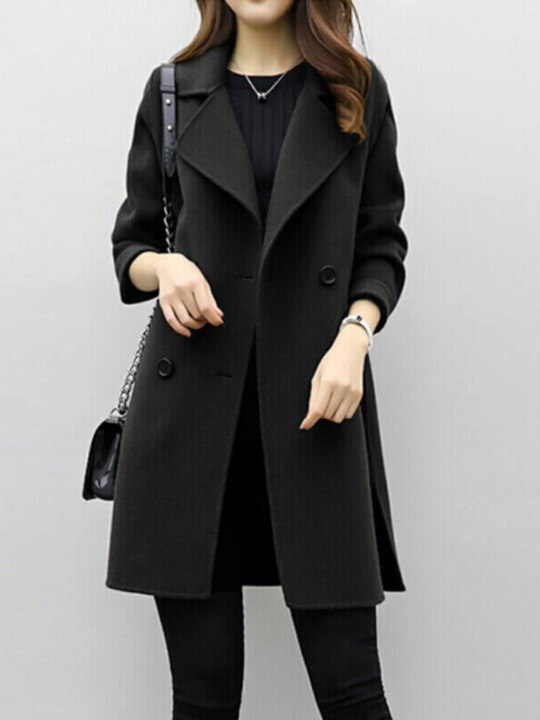 Pol | Women's Cotton Double-Breasted Longline Coat