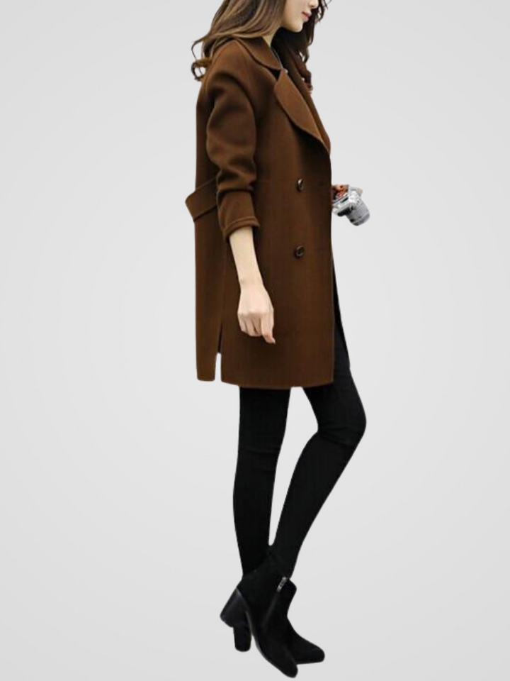 Pol | Women's Cotton Double-Breasted Longline Coat