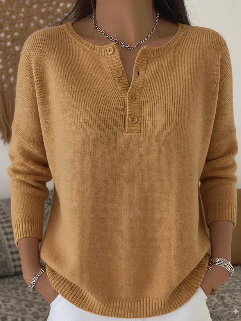 Helena™ | Women's Henley Button Knit Sweater