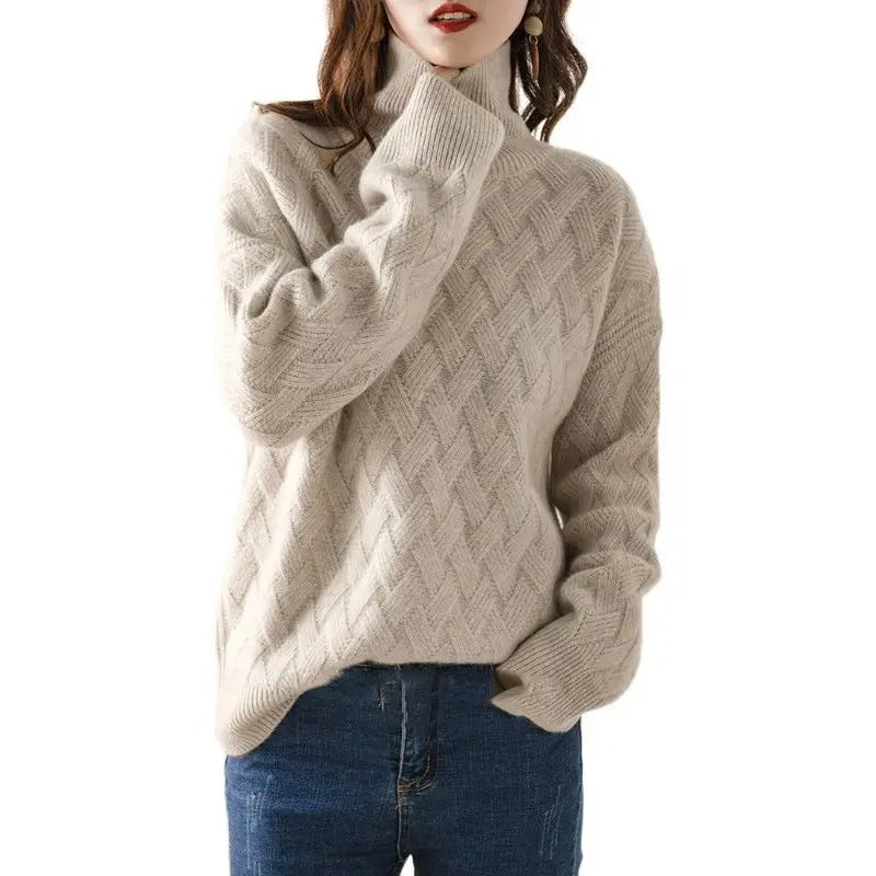Odette | Women's Textured Knit Oversized Turtleneck Sweater
