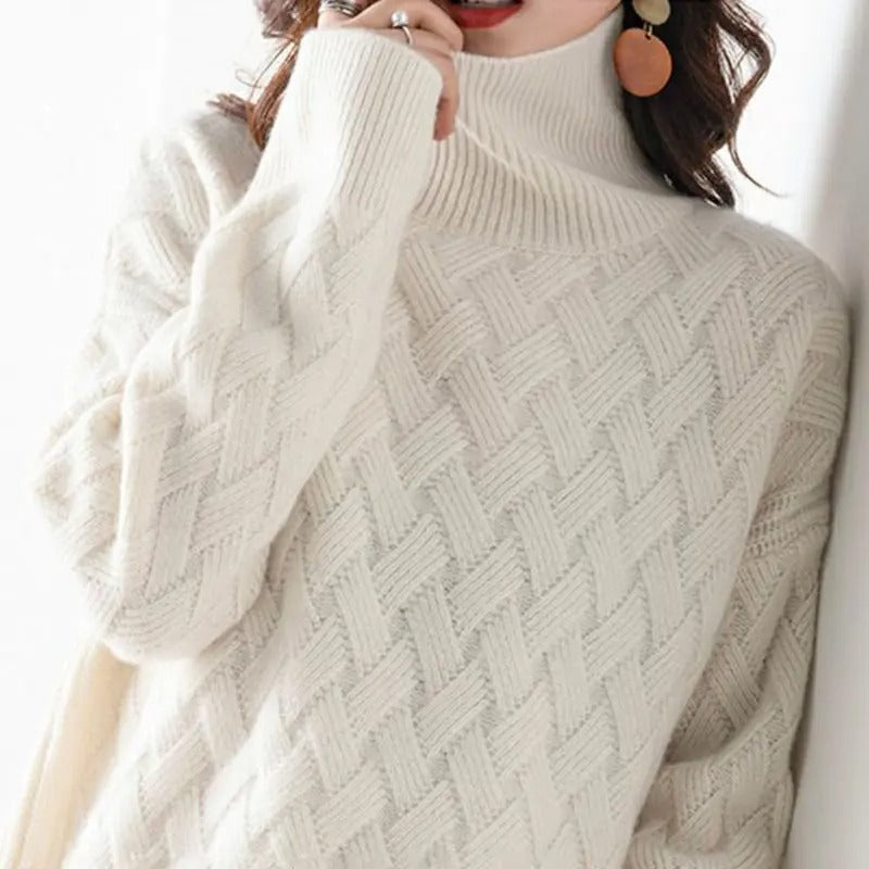 Odette | Women's Textured Knit Oversized Turtleneck Sweater