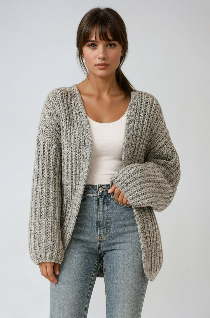 Odessa | Women's Oversized Balloon Sleeve Chunky Knit Cardigan