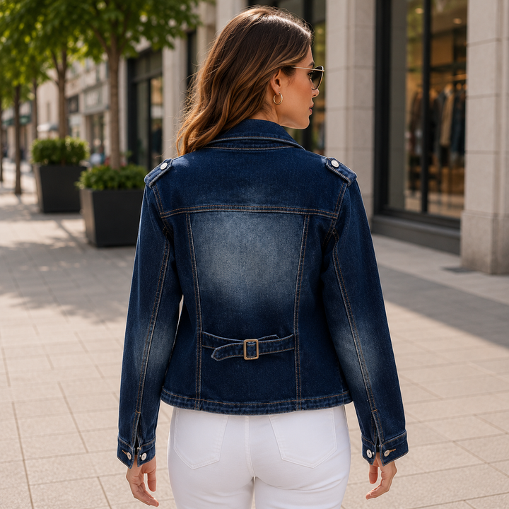 Casual Cropped Denim Moto Jacket for Everyday Style
