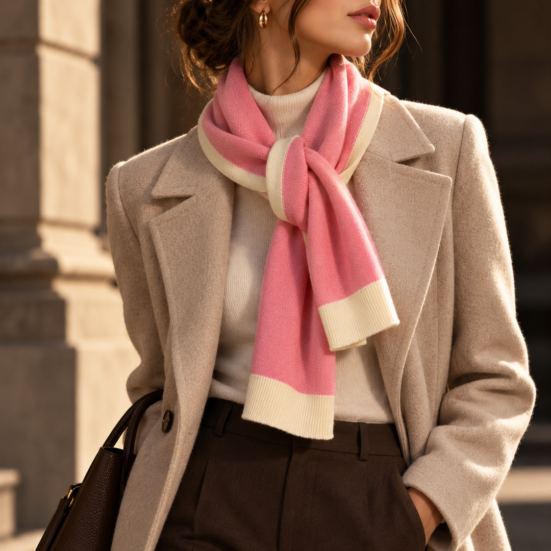 Charlotte | Women’s Knit Wrap Shawl with Contrast Trim