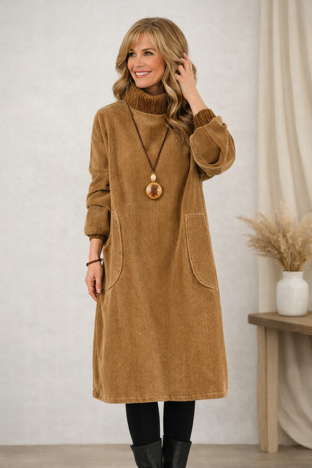 Bellamy | Women’s Oversized Turtleneck Midi Sweater Dress