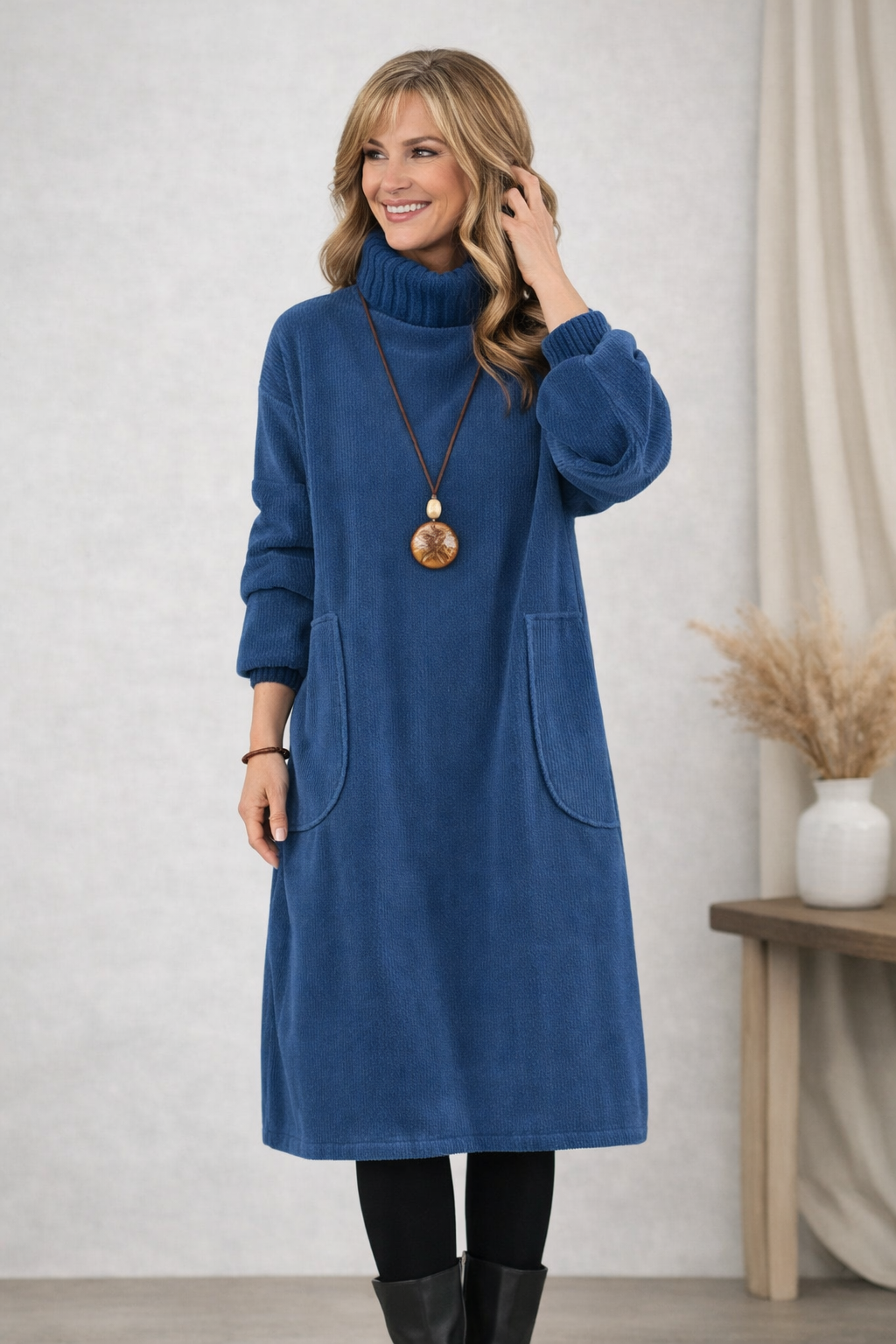 Bellamy | Women’s Oversized Turtleneck Midi Sweater Dress