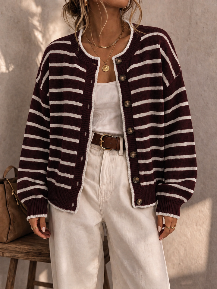 Saoirse | Women's Oversized Striped Knit Cardigan