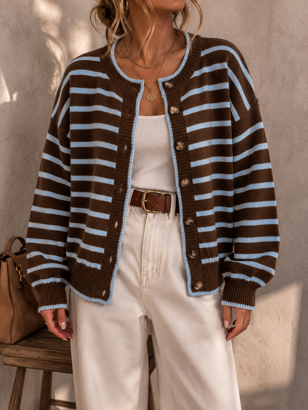 Saoirse | Women's Oversized Striped Knit Cardigan