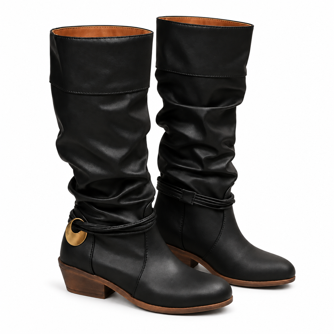 Brooklynne | Women's Black Slouch Knee High Boots